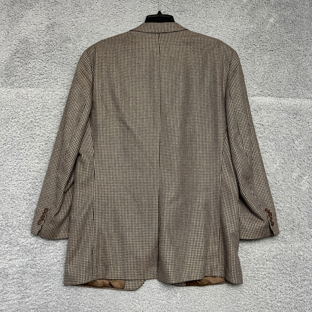 Chaps Ralph Lauren Blazer Mens 42R Brown Houndstooth Excellent Wool Sport Coat - Picture 3 of 15